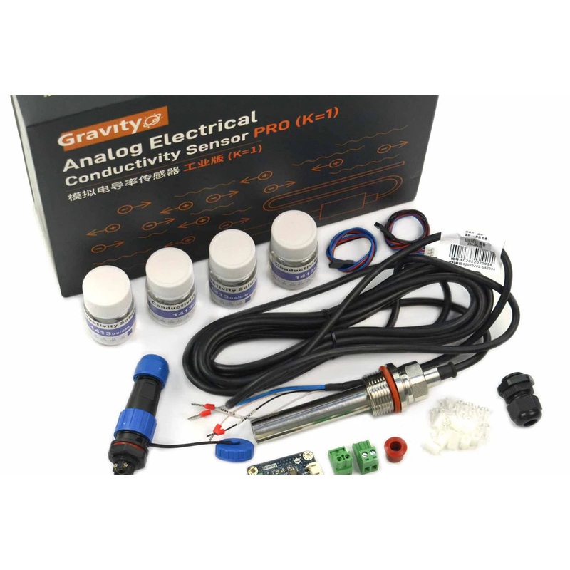 DFRobot SEN0451 Gravity Industrial Analog EC Sensor Kit (K=1), IP68, 1002000 S/cm, PT1000 Temp Comp, 3.35 V for Arduino/Raspberry Pi