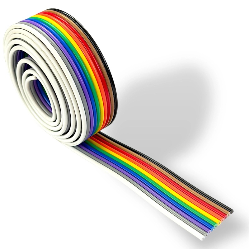 High Quality 10 Core Ribbon Wire 1 Meter | Rainbow Flat Cable / Project Wire for Electronics, Arduino & DIY Projects