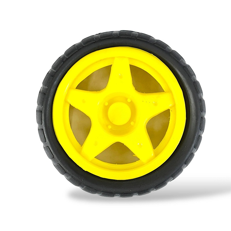 BO Gear Motor Wheels | Diameter 65mm Finest Quality Plastic Robot Car Wheels with Rubber Grip