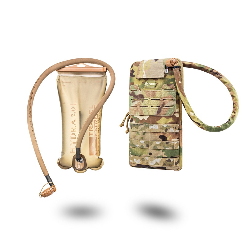 Hydration Pack Set: 2L Hydration Bladder with Tube Cover and Pouch, Multicam