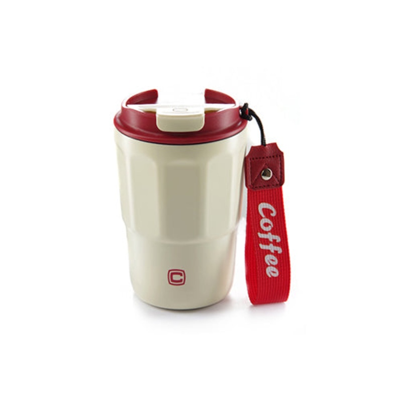White/Red Insulated Mug with Drinking Spout (400ml)
