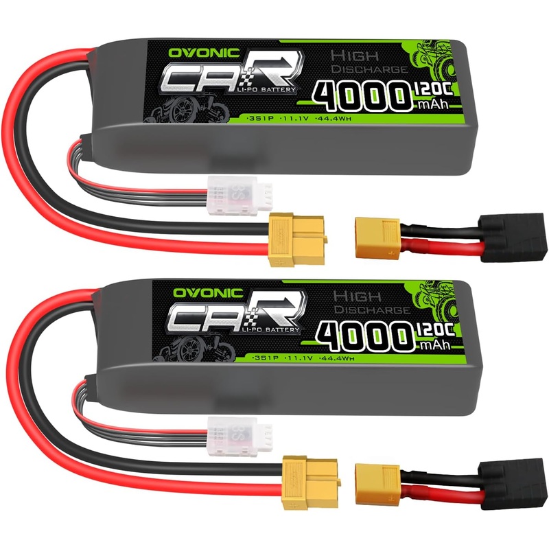 OVONIC 11.1V 3S LiPo Battery 4000mAh 120C with TRA Plug for 1/10 Scale RC Cars & Trucks