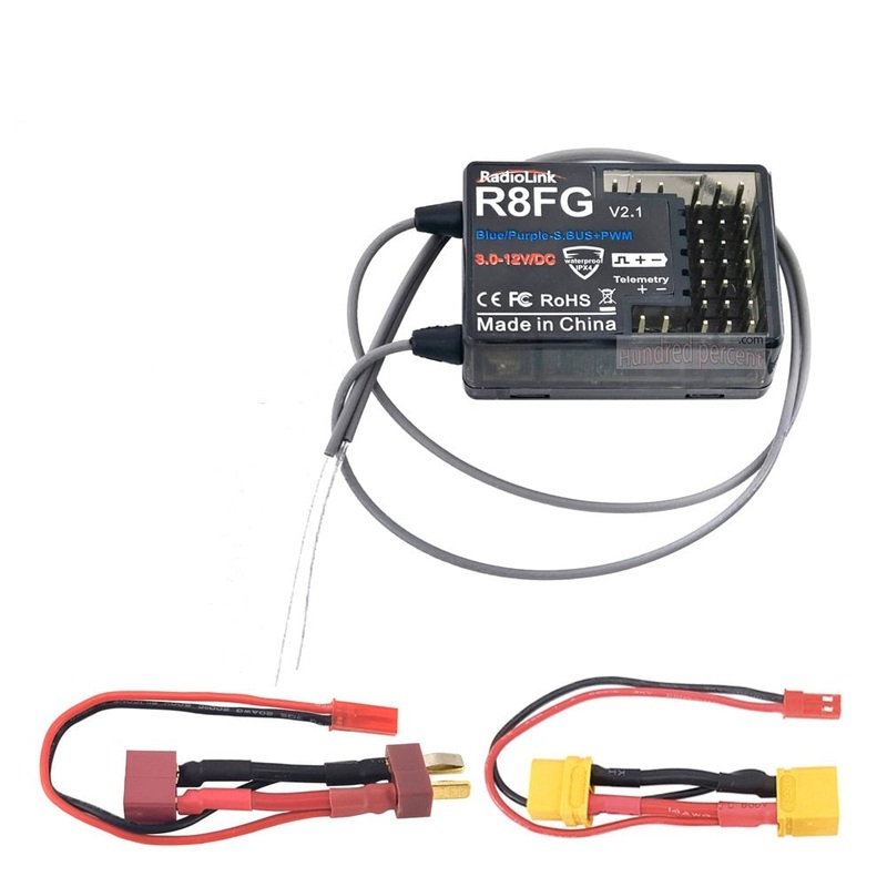RadioLink R8FG 2.4GHz 8CH Dual Antenna Reciever High Voltage Integrated Gyro Version For Radiolinks RC6GS RC8X RC Transmitter R8FG V2.1 XT60 plug