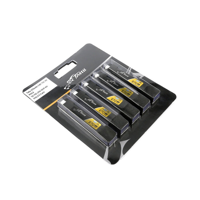 Tattu 270mAh 1S 3.8V 75C High Voltage LiPo Battery Pack, JST-PHR 2.0 Plug (5pcs)