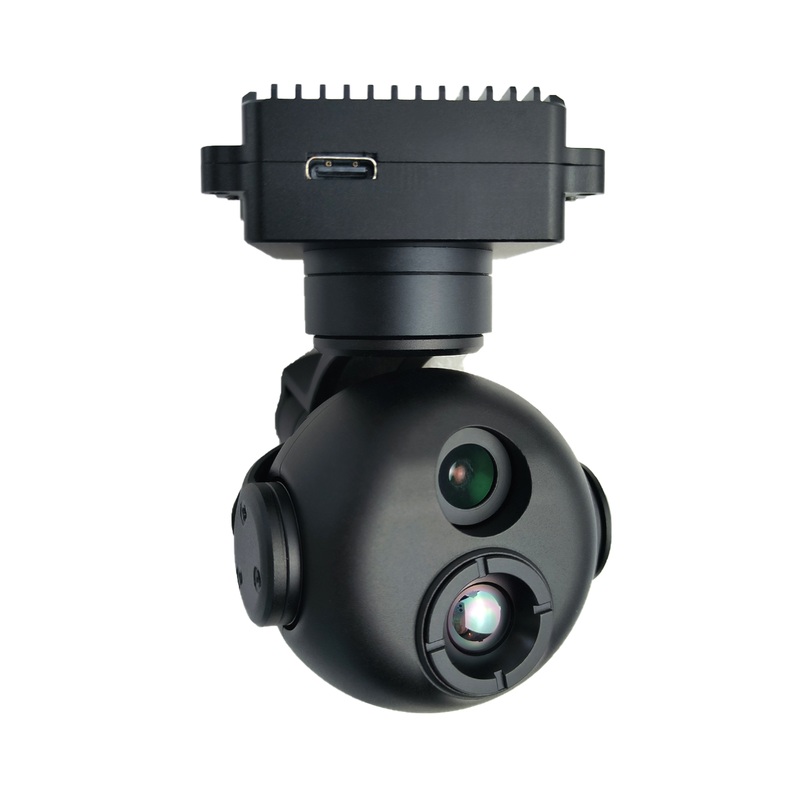 TOPOTEK KHP290A609 Dual Light Drone Gimbal - 9x Digital Zoom 1080P Visible Light Camera + 9.1mm 640x512 Thermal Imaging 3-Axis IP/HDMI PTZ Gimbal