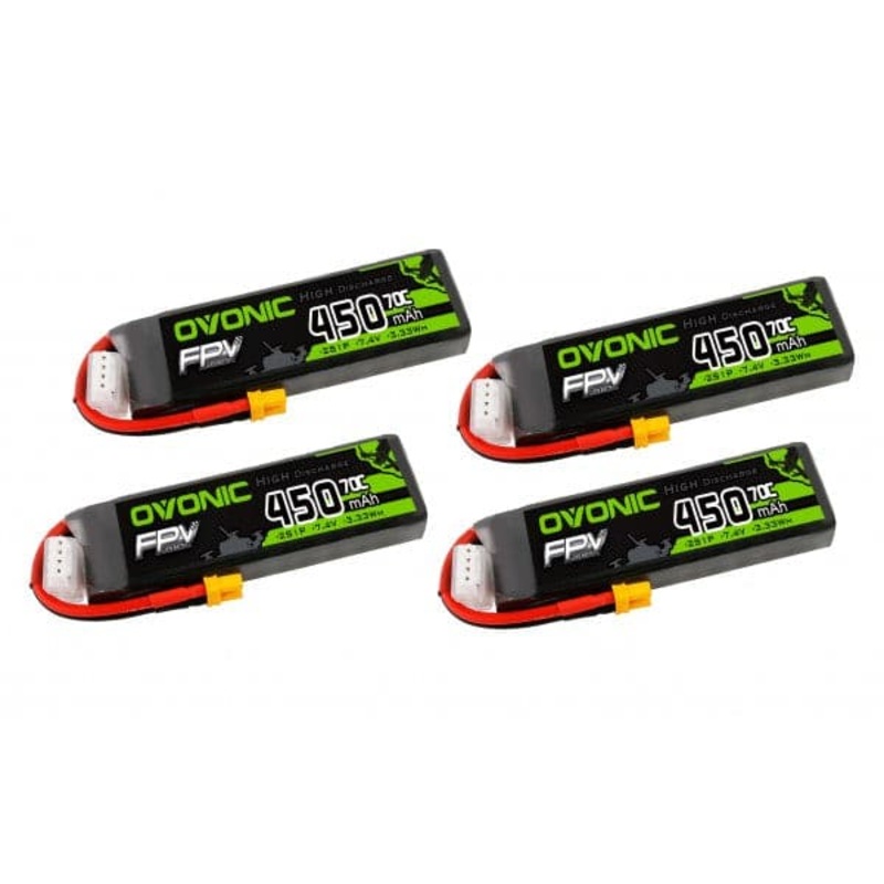 4Ovonic 450mah 2S1p 7.4V 70C Lipo Battery Pack with XT30 Plug for small FPV whoops