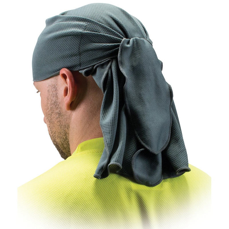Gray Breathable Bandana with Ties and Head Cover