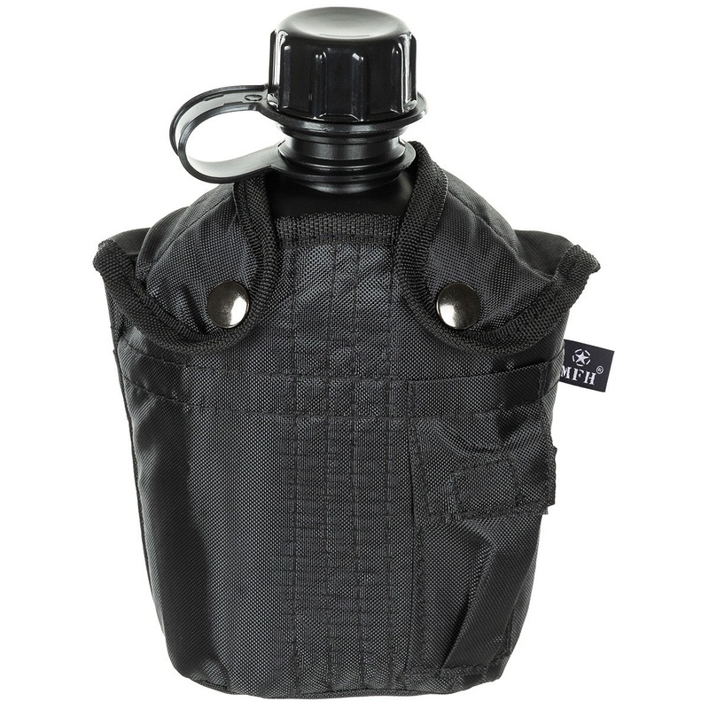 MFH 1L Water Bottle with Black Sleeve