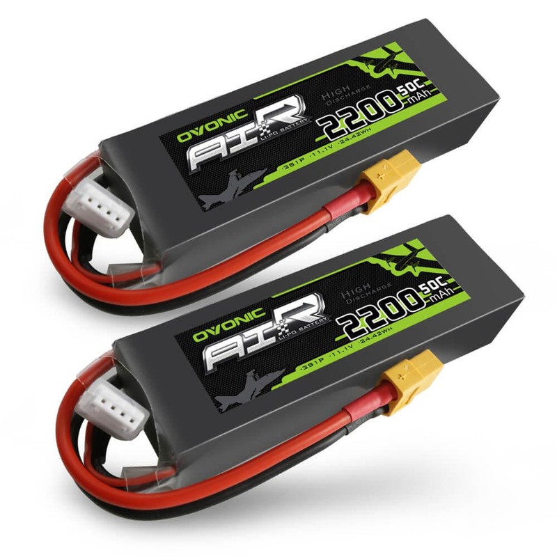 Ovonic 3S 2200mAh 50C 11.1V LiPo Battery with XT60 Plug for 64mm EDF Jets and 1100mm-1500mm RC Planes (2 Pack)