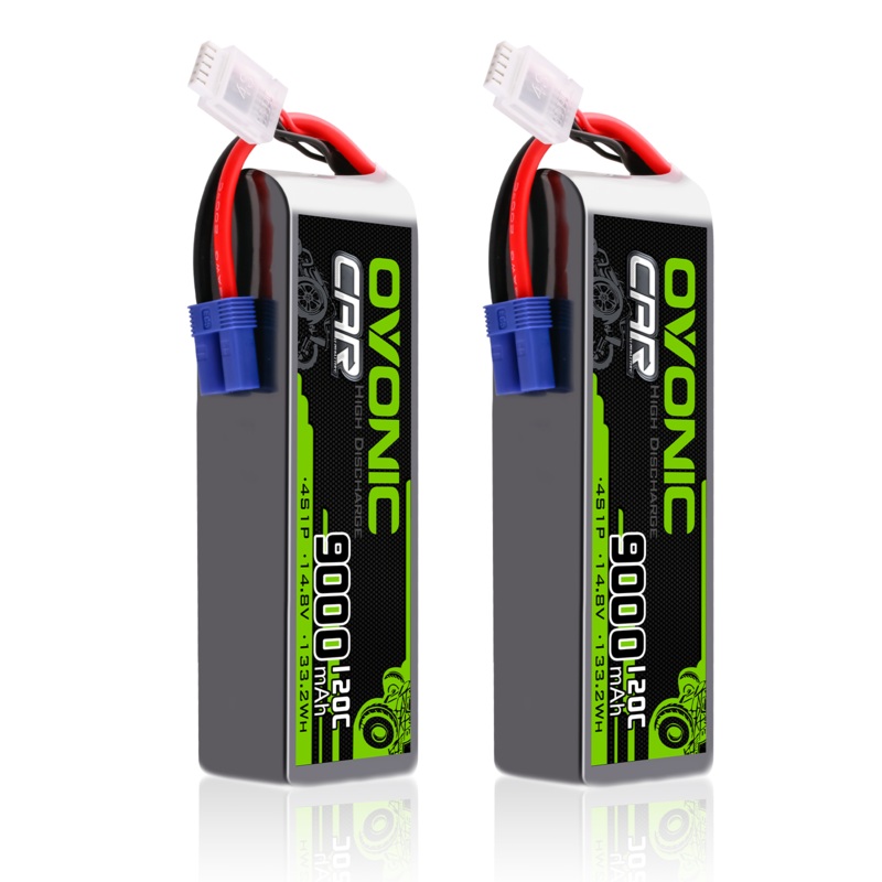 2 OVONIC 4S Lipo Battery 9000mAh 120C 14.8V RC Lipo Battery with EC5 Plug for RC Vehicles Cars RC Truck Tanks