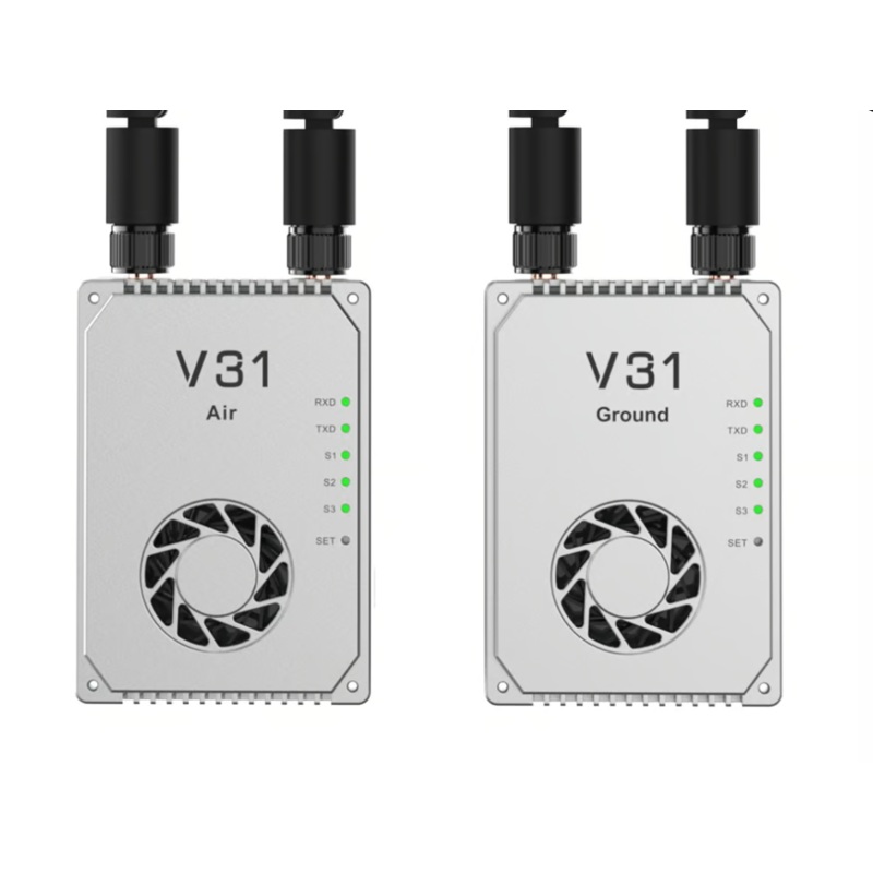 CHINOWING V31 Video& Telemetry& RC Link - 5km, 20km, 30km, 50km, 80km, 150km Long Range 800MHz, 1.4GHz Frequency OFDM, MIMO 2w, 5w RF Power Integrated Solution Communication Links for UAV Drone UGV