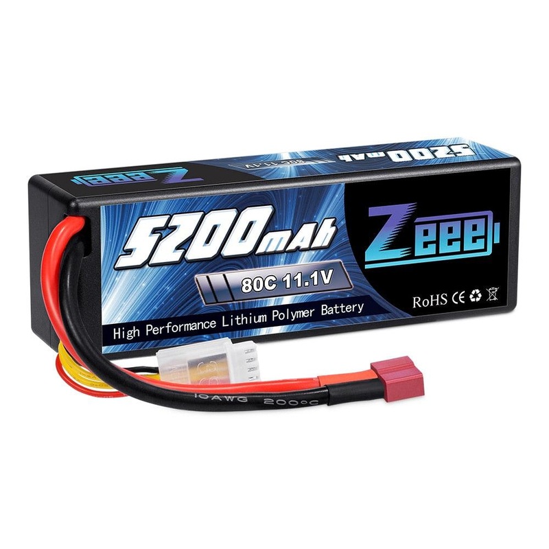 Zeee 11.1V 80C 5200mAh 3S Lipo Battery with Deans Plug Hardcase Battery for RC Car Boat Truck Helicopter Airplane Racing Models FPV Drone Battery Deans Plug