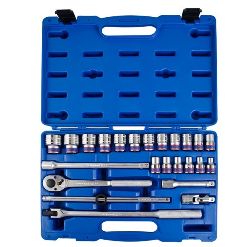 24-Piece 1/2" Hex Socket Set with Accessories in Plastic Case