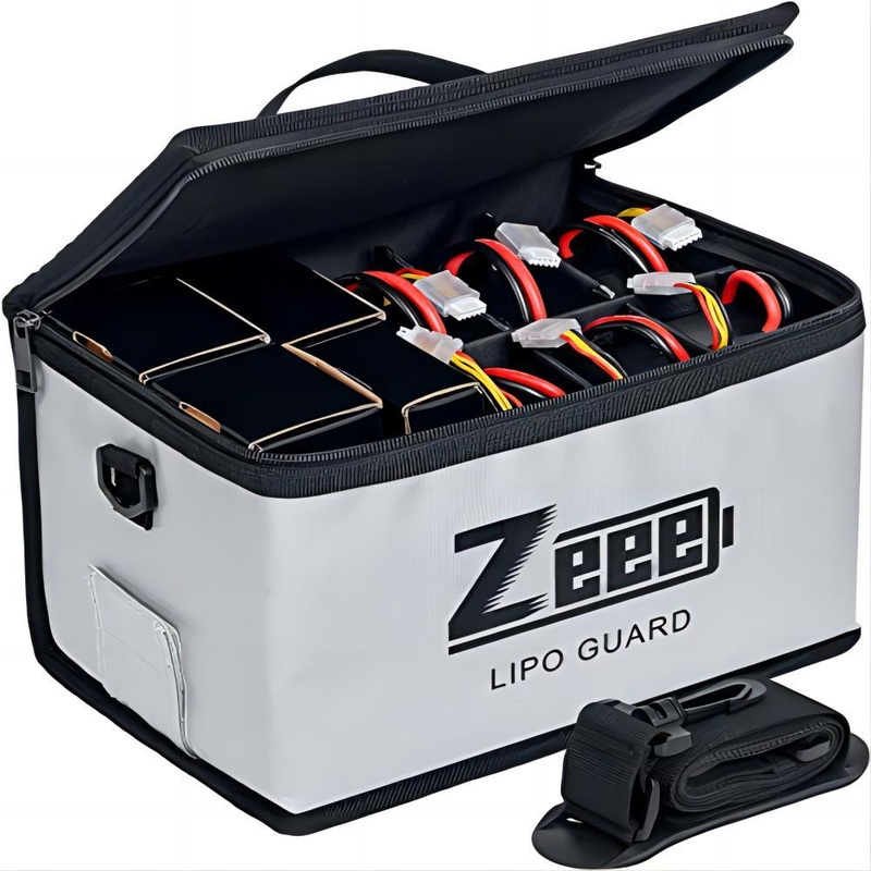 Zeee Lipo Safe Bag - Battery Fireproof Bag Large Capacity Pouch for Storage Guard Charging 10 Cell Adjustable Battery Safe Bag 1Cell