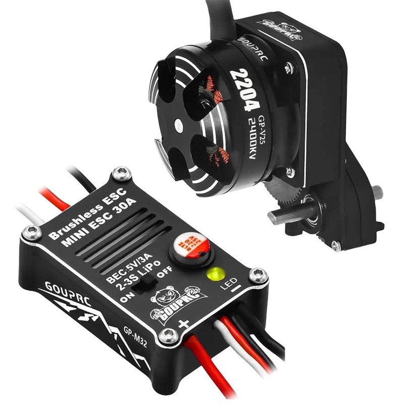 2204 2400KV Brushless Outrunner Motor with Transmission Mount and 30A ESC for SCX24 1/24 RC Crawler Truck Car Motor ESC Pedals B