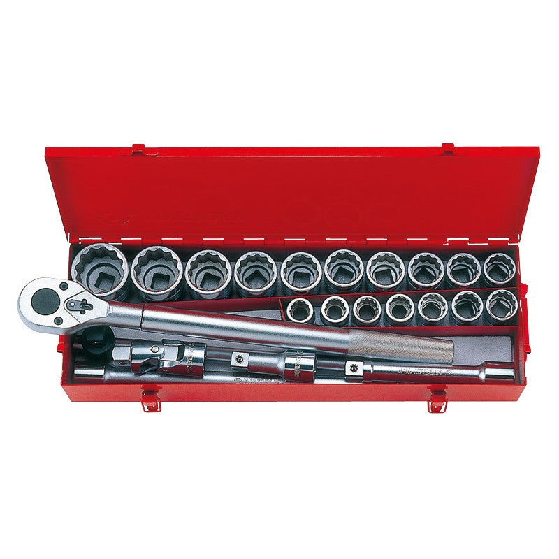 23-Piece 3/4" Drive 12-Point Socket Set with Metal Case