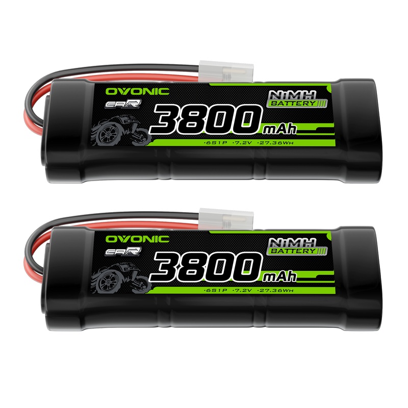 2 OVONIC 7.2V 3800mAh NiMH Battery Pack 6-Cell with Tamiya Plug for RC Cars & Trucks
