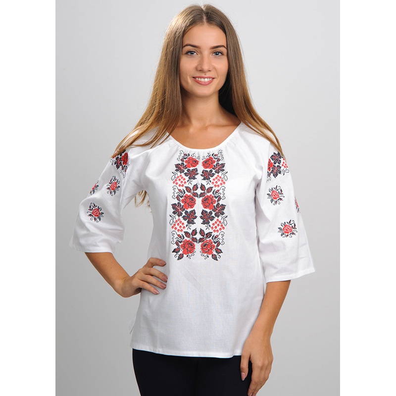 Women's Embroidered Blouse with Roses