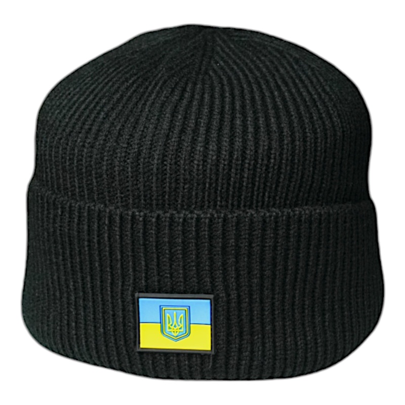 Black Fleece-Lined Knit Hat - Warmth and Style