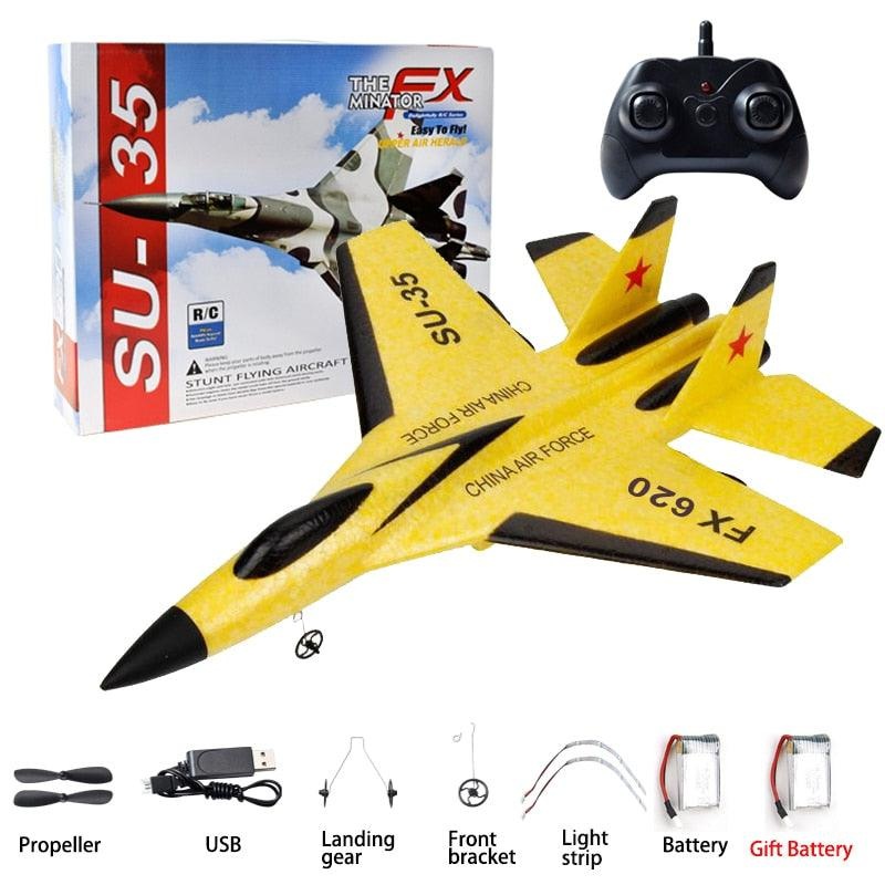 SU-35 Plane RC Foam Aircraft - 2.4G Radio Control Glider Remote Control Fighter Plane Glider Airplane Foam Boys Toys for Children F620 With Box YE
