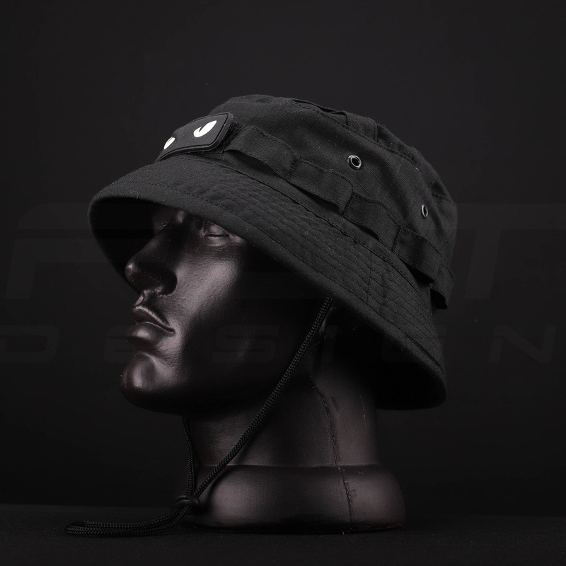 Black Ripstop Rugged Boonie Hat with Velcro Adjustment