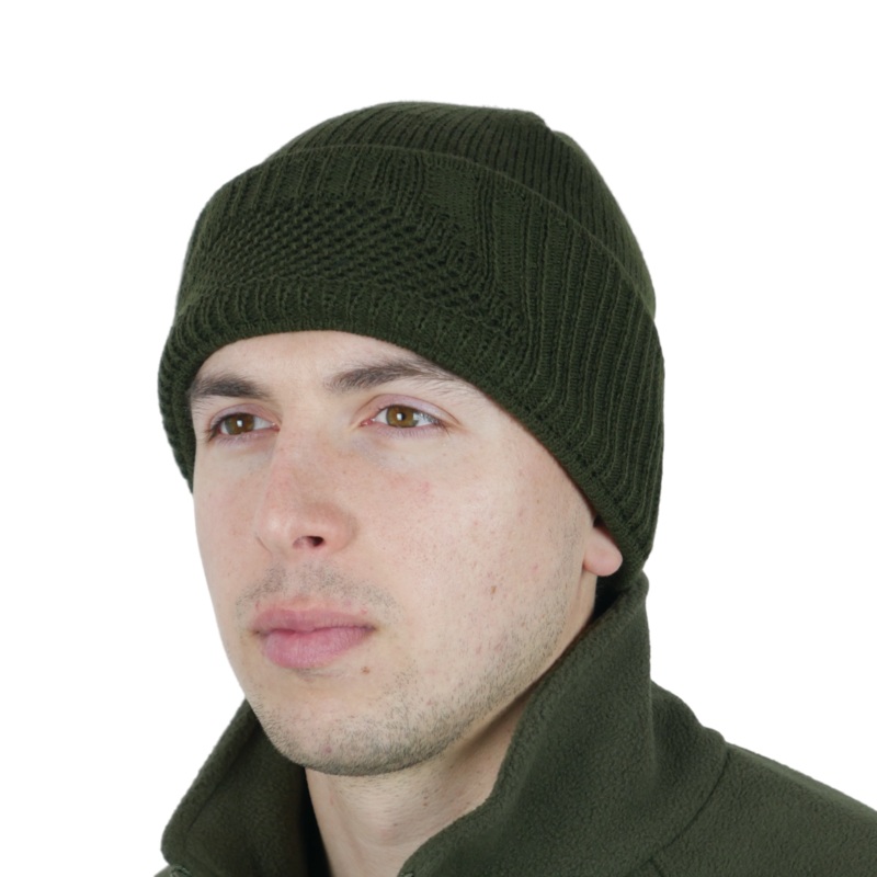 Fleece-Lined Olive Knit Balaclava Hat - Ultimate Cold Weather Protection