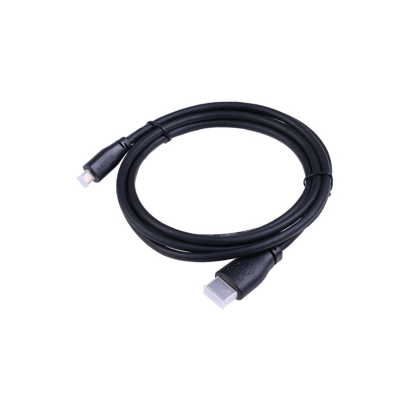 Official Raspberry Pi MicroHDMI to Standard HDMI Male Cable, 2M Black uHDMI (Type D) to HDMI, Raspberry Pi 4 Compatible