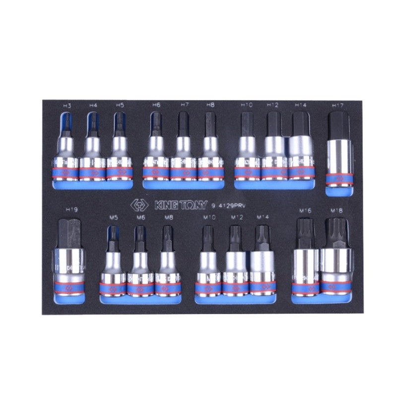 1/2" Hex and Spline Socket Set with EVA Insert, 19 Pieces