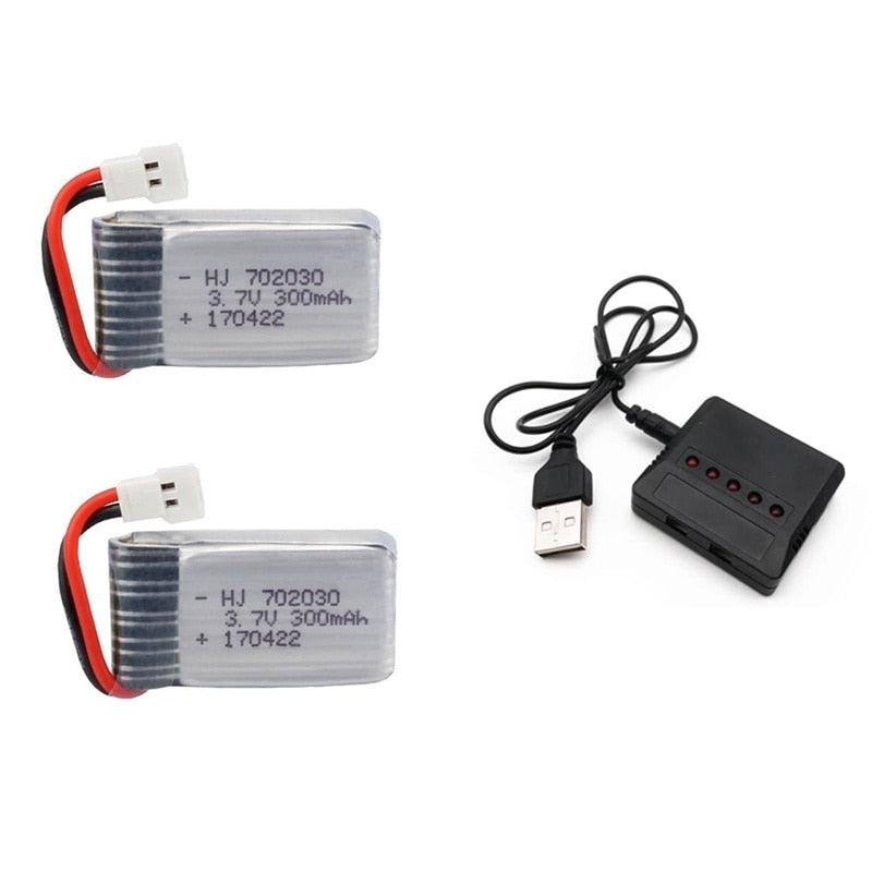 3.7V 300mAH Lipo Battery With Charger For RC Drone Udi U816 U830 F180 E55 FQ777 FQ17W Hubsan H107 Syma X11C FY530 RC Drone Battery 5pcs