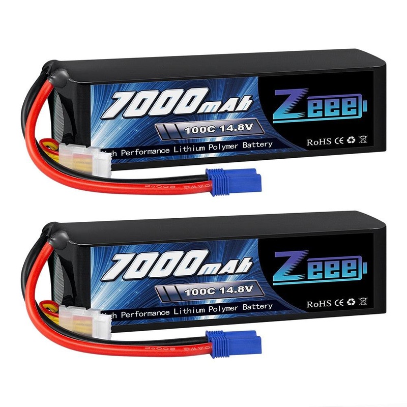 2Units Zeee Lipo Battery 4S 7000mAh 6S 14.8V 22.2V 100C Softcase with EC5 Plug for RC Car Truck Tank Racer Hobby RC Battery 2Units 6S 22.2V EC5