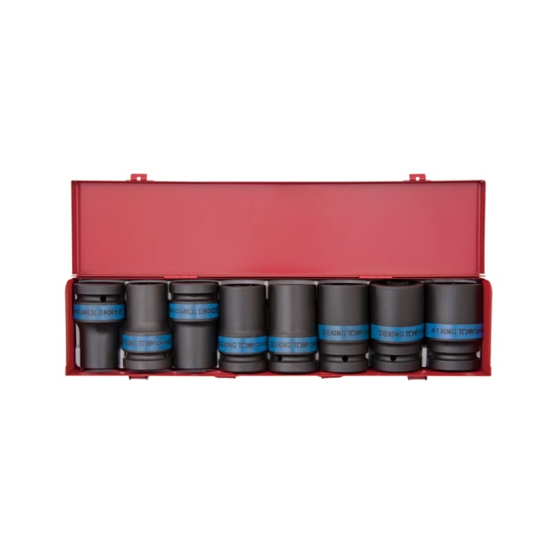 Set of 8 Impact Sockets in Metal Case
