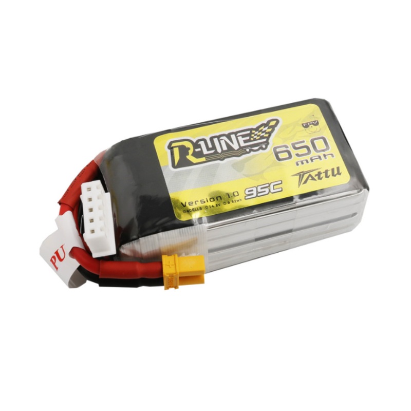 Tattu 650mAh 4s 14.8V 95C R-Line Lipo Battery Pack with XT30 Plug