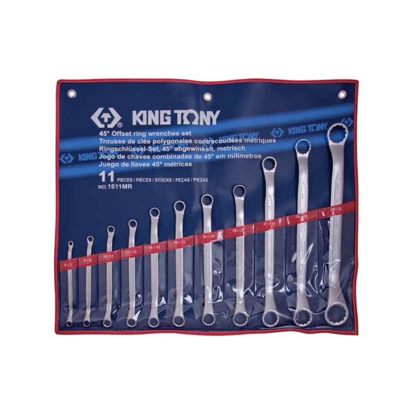 11-Piece 45-Degree Spanner Wrench Set with Carrying Case