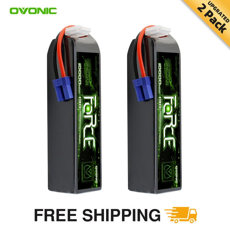 2-Pack Ovonic Force 4S 10000mAh 130C 14.8V LiPo Battery w/EC5 Plug for 1/8 Monster Truck, Truggy & Large Boat