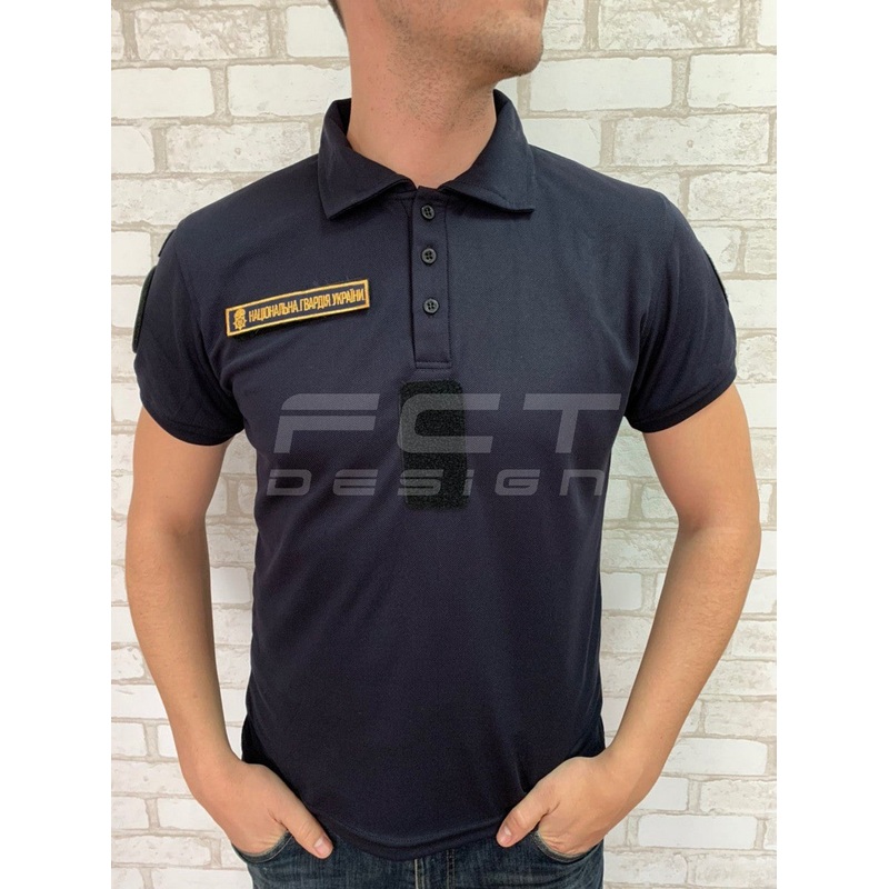 Men's Blue CoolPass Moisture-Wicking Polo Shirt with NGU Print