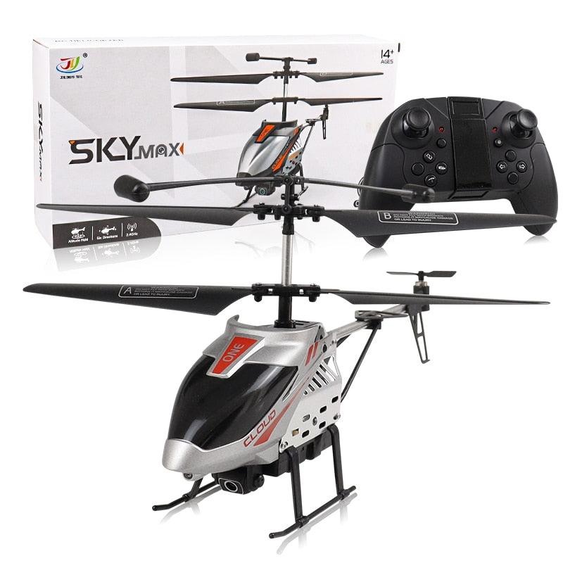 SKYMax New RC Helicopter 2.4G 4CH Radio Remote Control Helicopter With LED Light one-button take-off Helicopter Children Birthday Gift 01 no camera