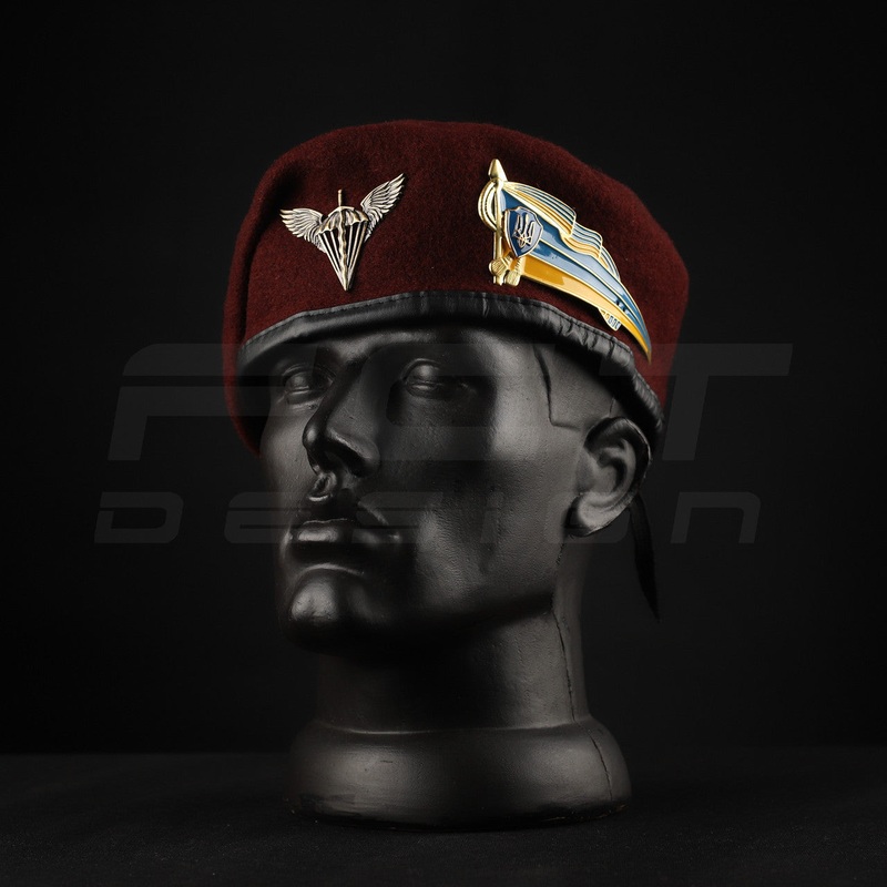 Maroon DShV Beret with Metal Flag Emblem