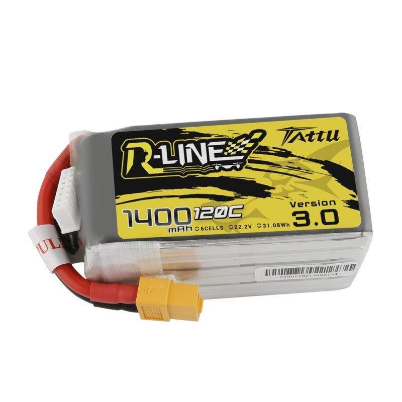Tattu R-Line Version 3.0 1400mAh 22.2V 120C 6S Lipo Battery Pack with XT60 Plug