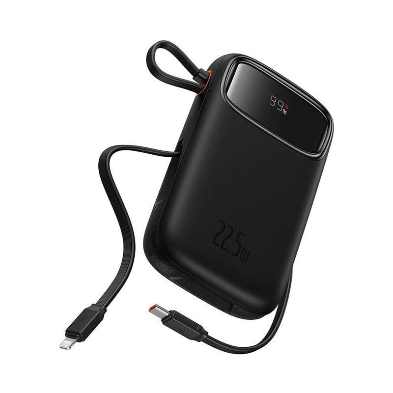 Baseus Qpow2 Dual-Cable Digital Display Fast Charge Power Bank 20000mAh Black
