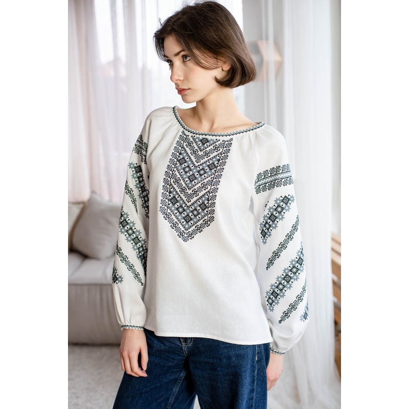 White Women's Embroidered Shirt "Zerno"