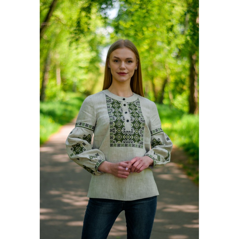 Women's Long Sleeve Blouse with Placket
