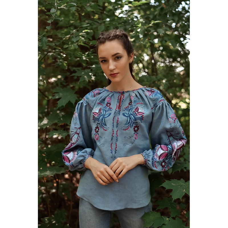 Women's Traditional Embroidered Shirt in Petrykivka Style