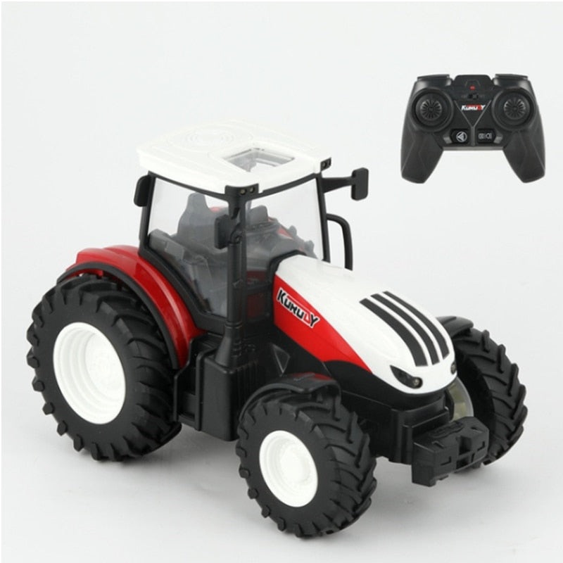 1/24 RC Tractor Trailer with LED Headlight Farm Toys Set - 2.4GHZ Remote Control Car Truck Farming Simulator for Children Kid Gift Red-4 wheels