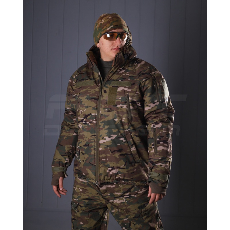 Hunter Softshell Fleece Winter Jacket MultiCam Green