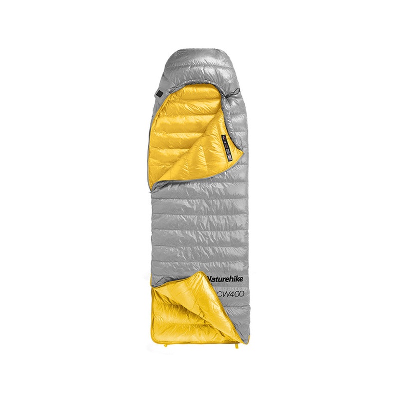 Naturehike CW400 Down Sleeping Bag, Size L, Yellow-Gray