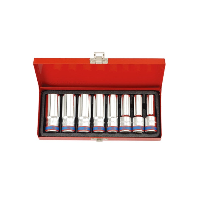 8-Piece 1/2" Deep Socket Set, Sizes 12-23 mm