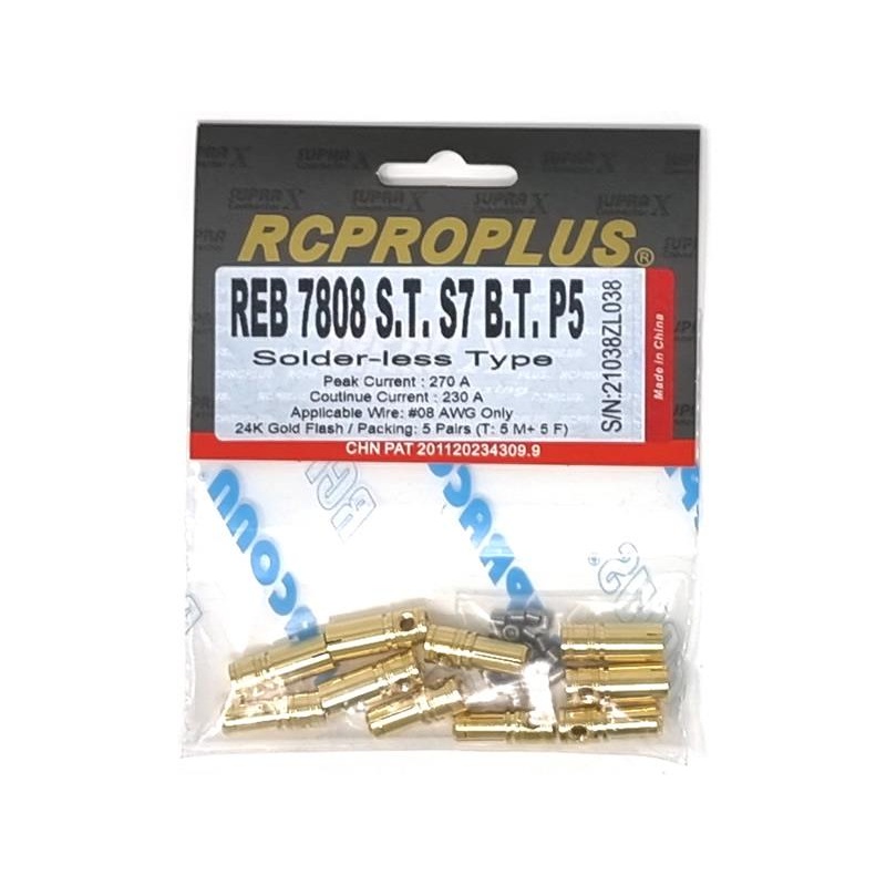 RCPROPLUS S7 7mm Solderless Connector Only (5M, 5F) : REB7808STS7BTP5
