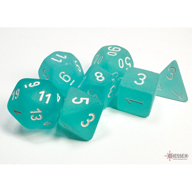 Chessex 27405 Frosted Teal w/white Classic Polyhedral