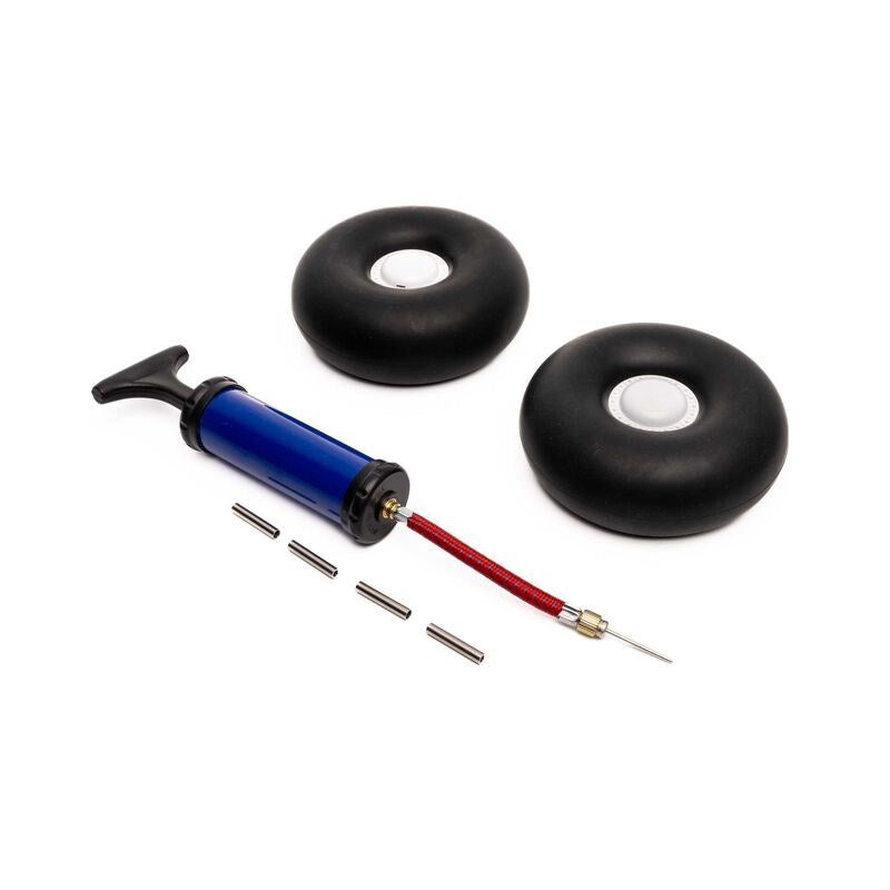 Eflite EFL-1350 Inflatable Tundra Tire and Beadlock Wheel Set w/Pump 5.5" (140mm) Fits Draco 2.0m and Super Timber 1.7m