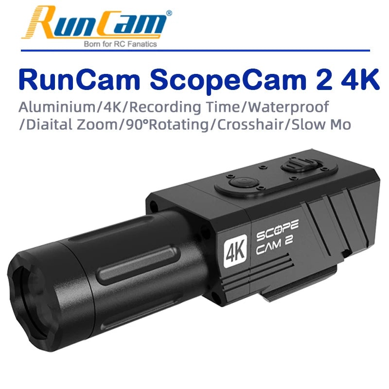 RunCam ScopeCam 2 4K Airsoft Camera Digital Zoom Customized Crosshairs IP64 WaterProof 1400mAh 128G Model Aircraft Action Camera SCOPECAM2-4K-L25